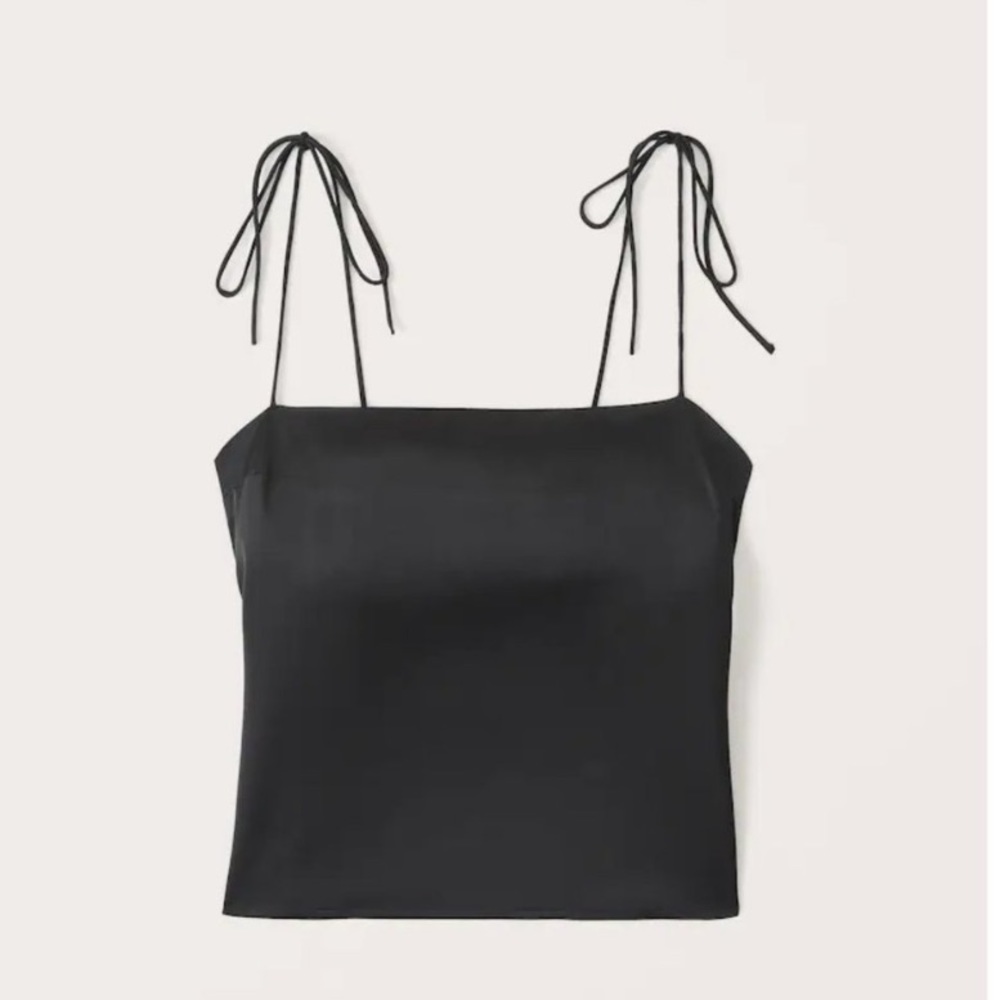 Abercrombie & Fitch - Tie Strap Satin Tank in White Size Large